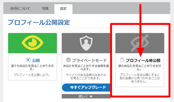 マッチドットコム プロフィールの停止